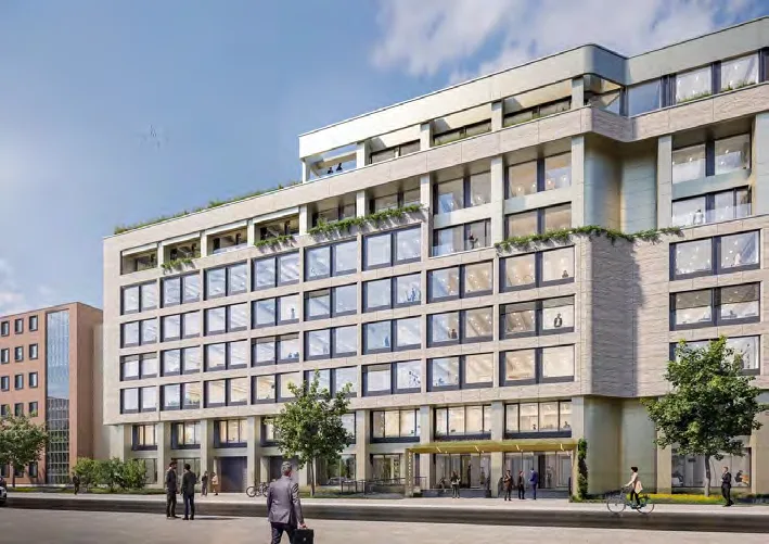 The GreenHub office building in Cologne, with planted balconies.